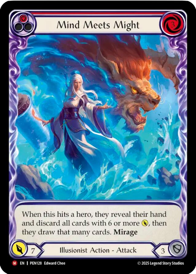 Mind Meets Might (Red) (Extended Art)) [PEN128] (Compendium of Rathe)  Rainbow Foil | Magic Magpie