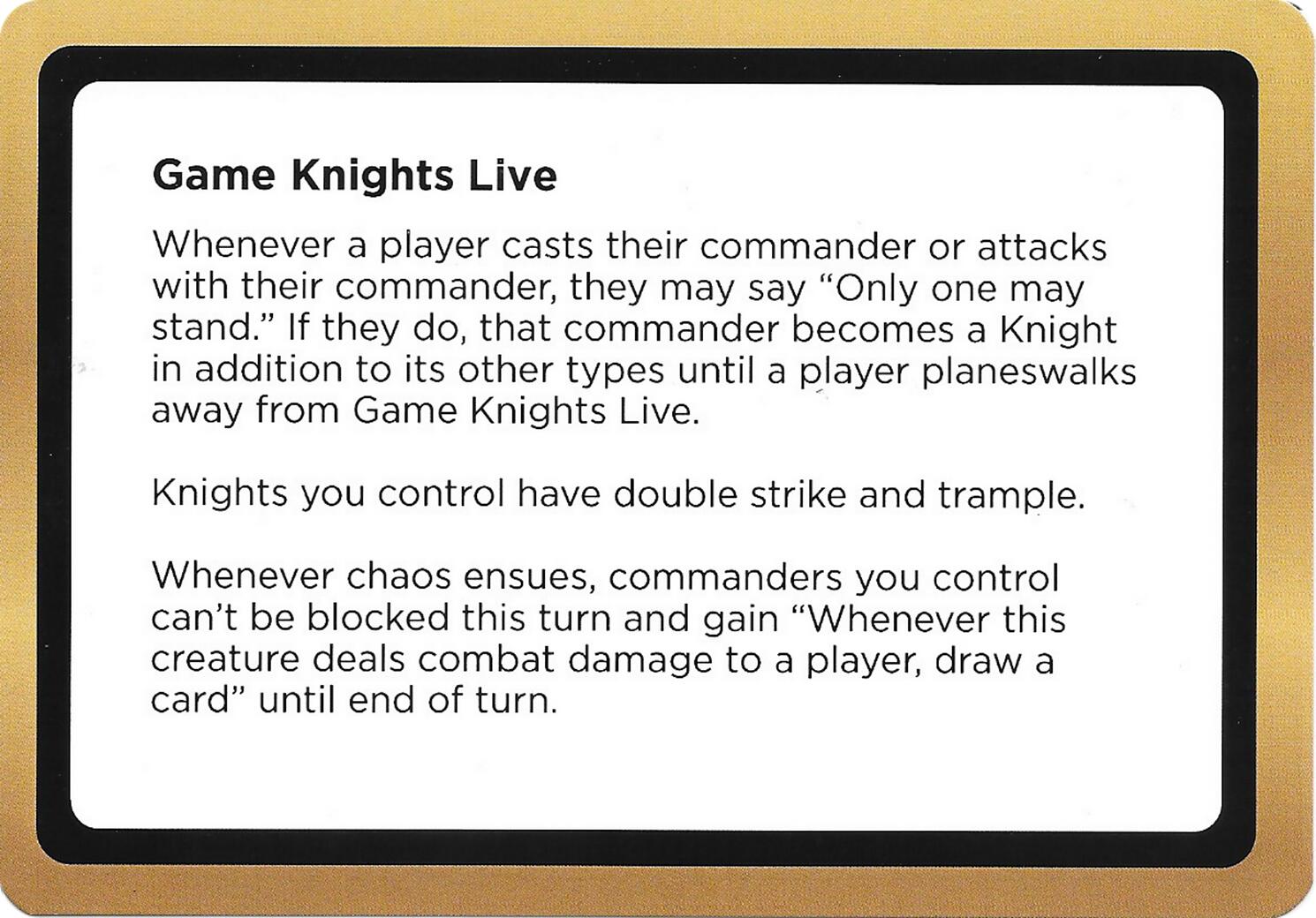 Game Knights Live (Black Lotus Unknown Planechase) [Oversize Cards] | Magic Magpie