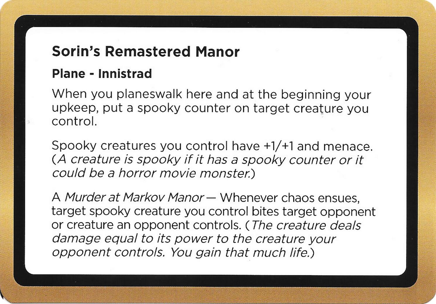 Sorin's Remastered Manor (Black Lotus Unknown Planechase) [Oversize Cards] | Magic Magpie