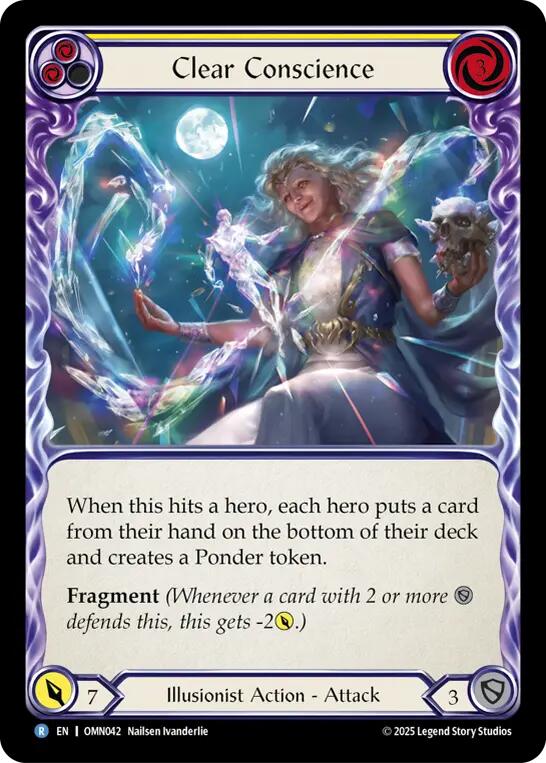 Clear Conscience (Yellow) [OMN042] (Omens of the Third Age)  Rainbow Foil | Magic Magpie