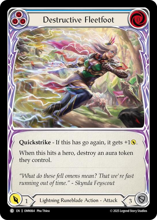 Destructive Fleetfoot (Blue) [OMN064] (Omens of the Third Age)  Rainbow Foil | Magic Magpie