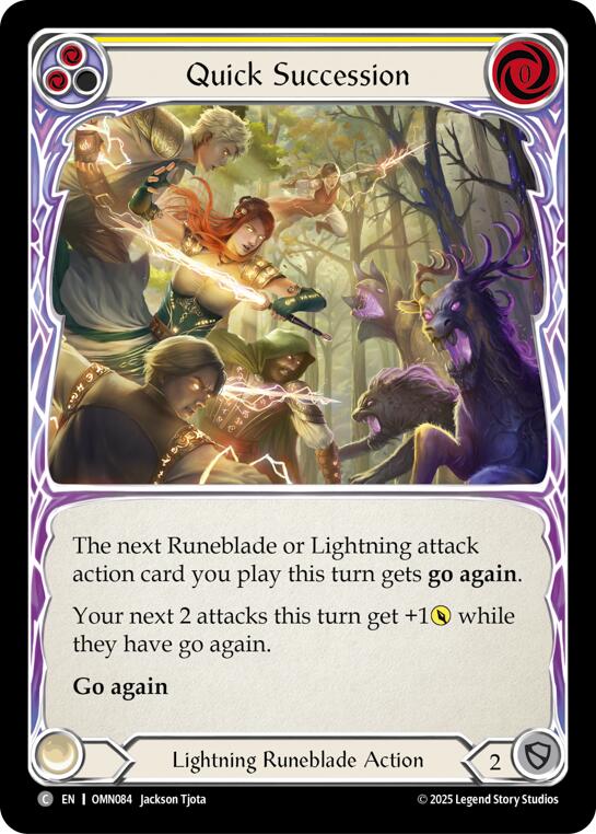 Quick Succession (Yellow) [OMN084] (Omens of the Third Age)  Rainbow Foil | Magic Magpie