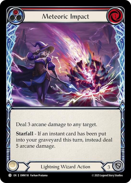 Meteoric Impact (Red) [OMN118] (Omens of the Third Age)  Rainbow Foil | Magic Magpie