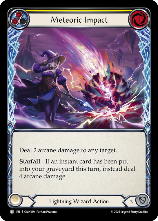 Meteoric Impact (Yellow) [OMN119] (Omens of the Third Age)  Rainbow Foil | Magic Magpie