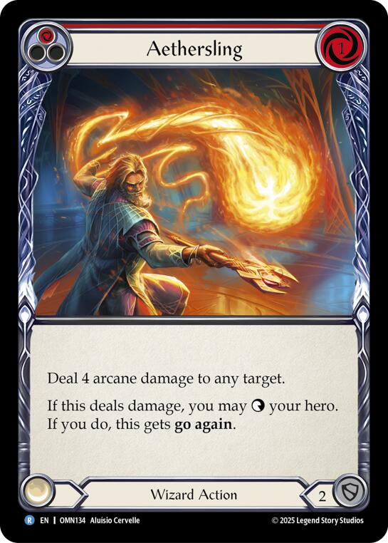 Aethersling (Red) [OMN134] (Omens of the Third Age)  Rainbow Foil | Magic Magpie