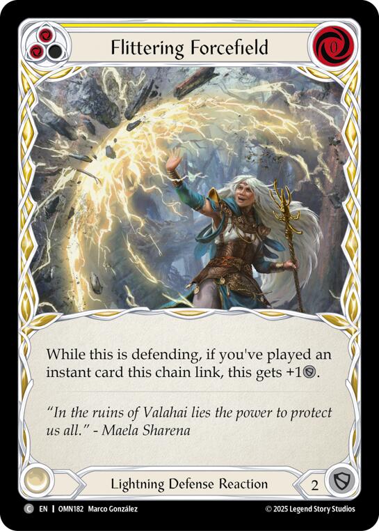 Flittering Forcefield (Yellow) [OMN182] (Omens of the Third Age)  Rainbow Foil | Magic Magpie