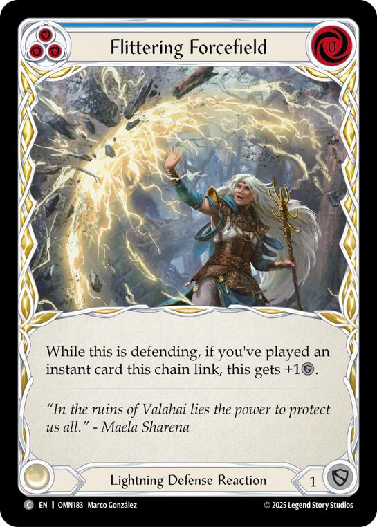 Flittering Forcefield (Blue) [OMN183] (Omens of the Third Age)  Rainbow Foil | Magic Magpie