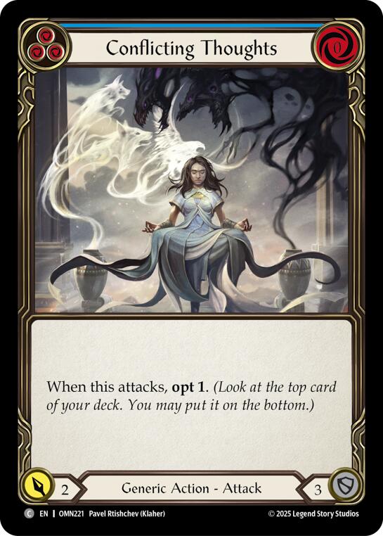 Conflicting Thoughts (Blue) [OMN221] (Omens of the Third Age)  Rainbow Foil | Magic Magpie