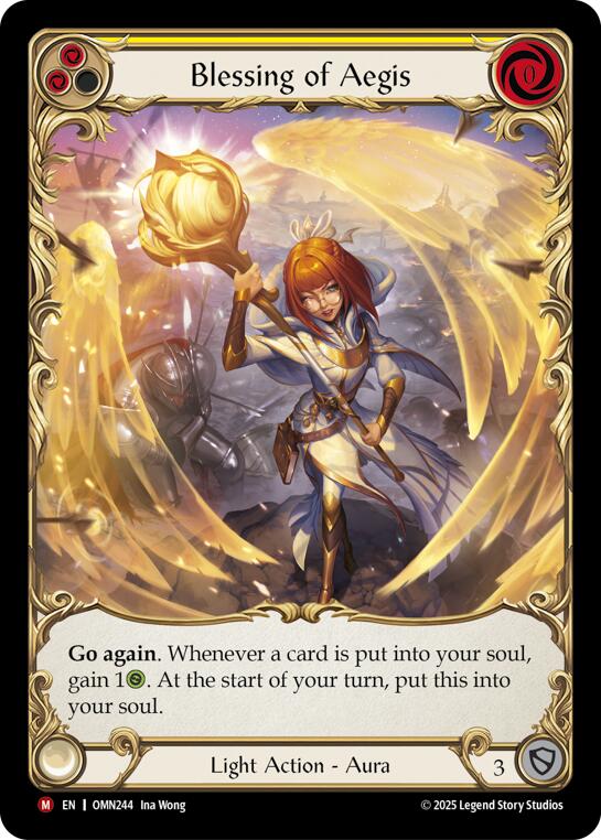 Blessing Of Aegis (Yellow) (Extended Art) [OMN244] (Omens of the Third Age)  Cold Foil | Magic Magpie
