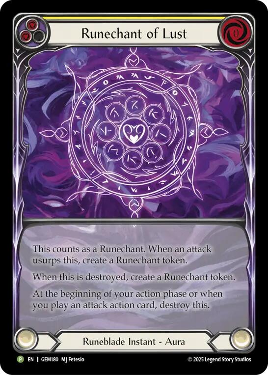 Runechant of Lust (Yellow) [GEM180-RF] (GEM Pack 5)  Rainbow Foil | Magic Magpie