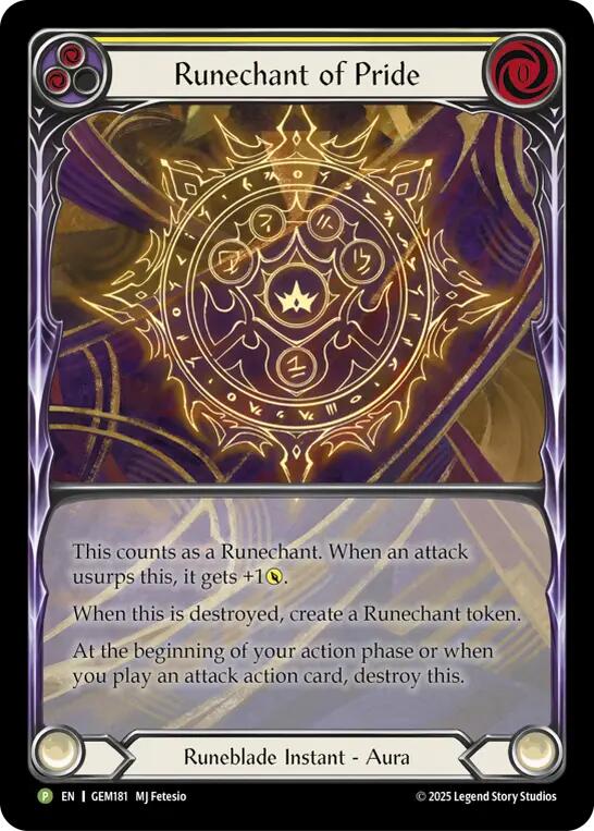 Runechant of Pride (Yellow) [GEM181-RF] (GEM Pack 5)  Rainbow Foil | Magic Magpie