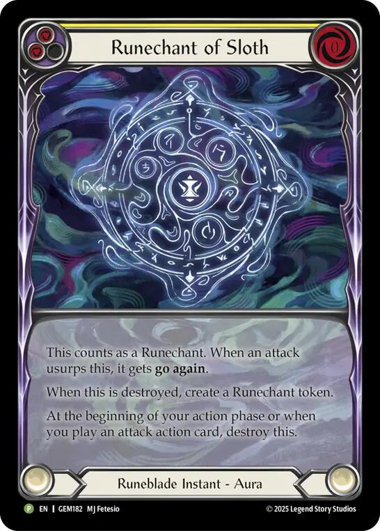 Runechant of Sloth (Yellow) [GEM182-RF] (GEM Pack 5)  Rainbow Foil | Magic Magpie