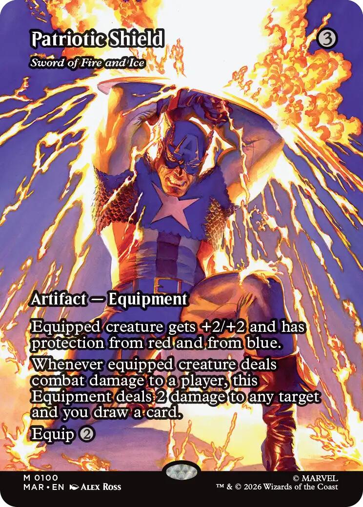 Patriotic Shield - Sword of Fire and Ice (Borderless) [Marvel Universe: Eternal-Legal] | Magic Magpie