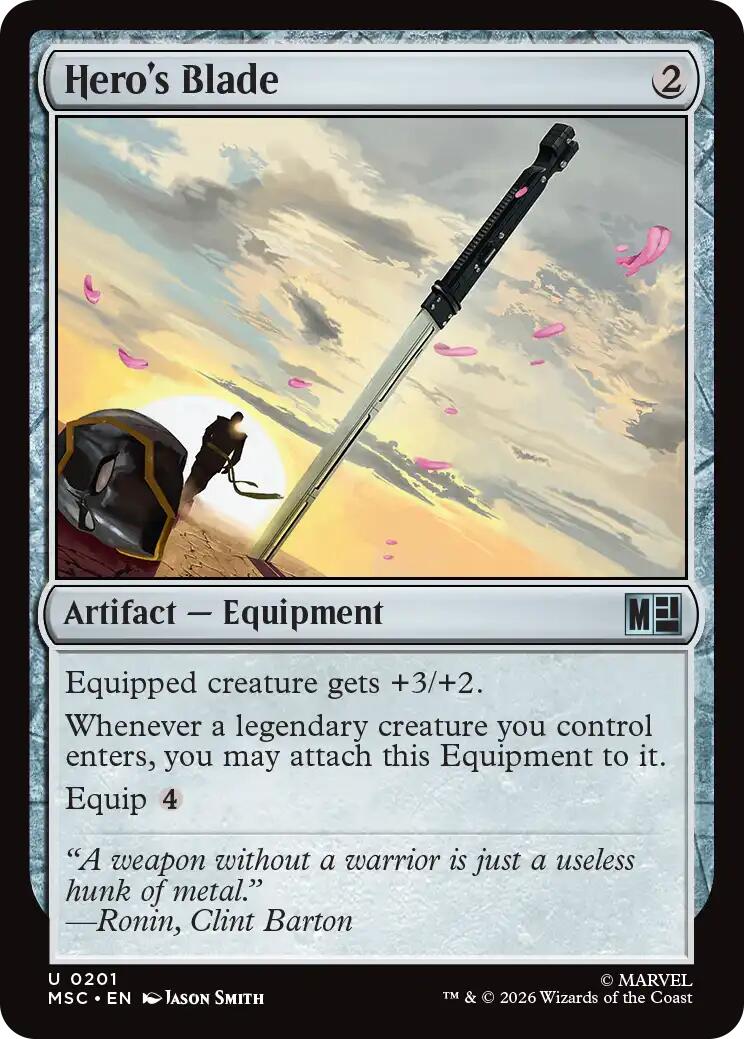 Hero's Blade (Surge Foil) [Marvel Super Heroes Commander] | Magic Magpie