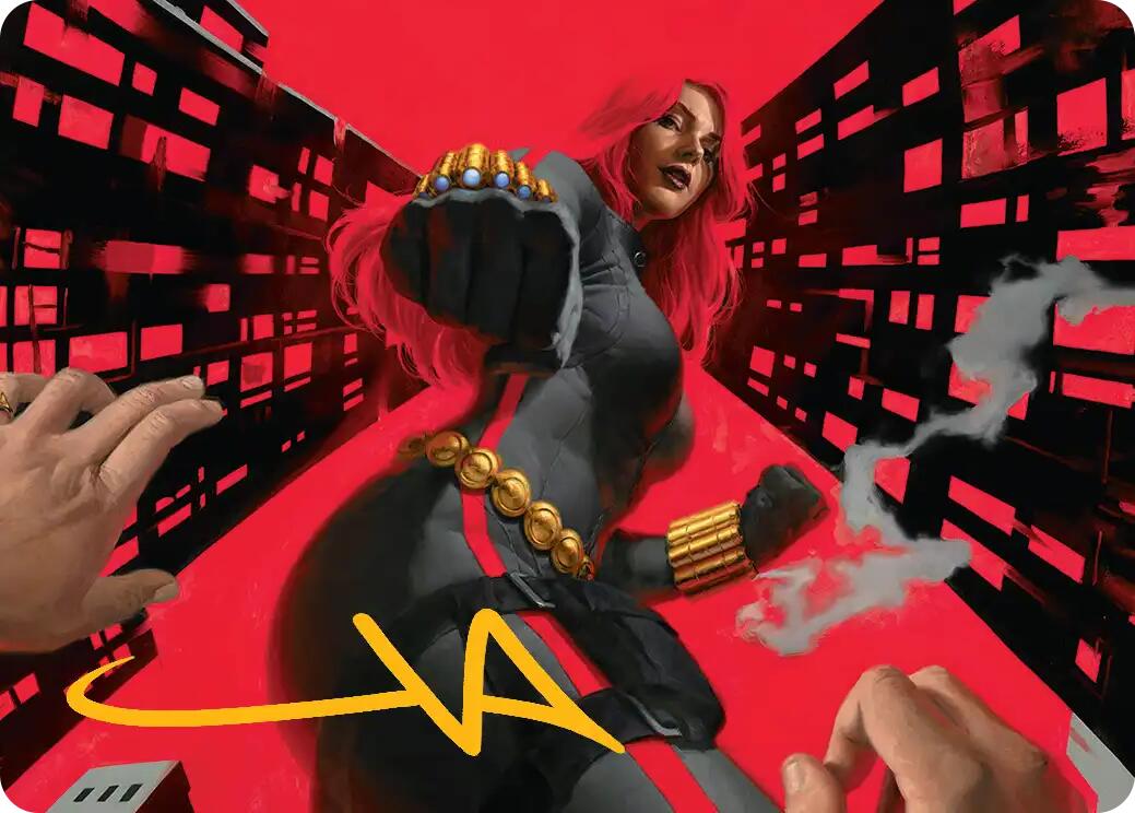 Black Widow, Deadly Hunter Art Card (Gold-Stamped Signature) [Marvel Super Heroes Art Series] | Magic Magpie