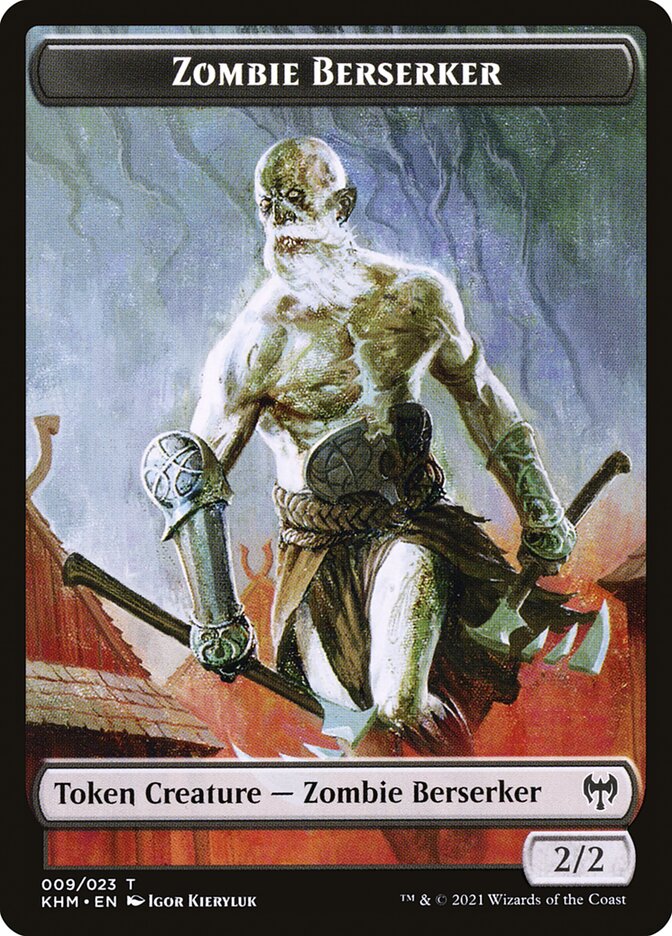 Human Warrior // Zombie Berserker Double-Sided Token [Kaldheim Tokens] | Magic Magpie