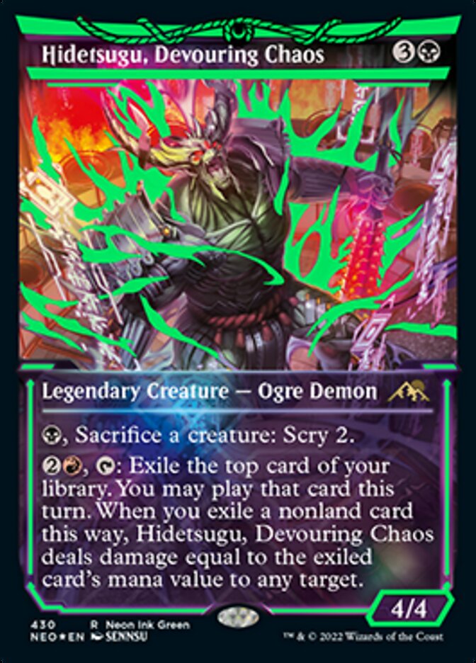 Hidetsugu, Devouring Chaos (Neon Ink Green) [Kamigawa: Neon Dynasty] | Magic Magpie