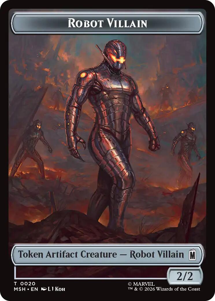 Hero // Robot Villain Double-Sided Token [Marvel Super Heroes Tokens] | Magic Magpie