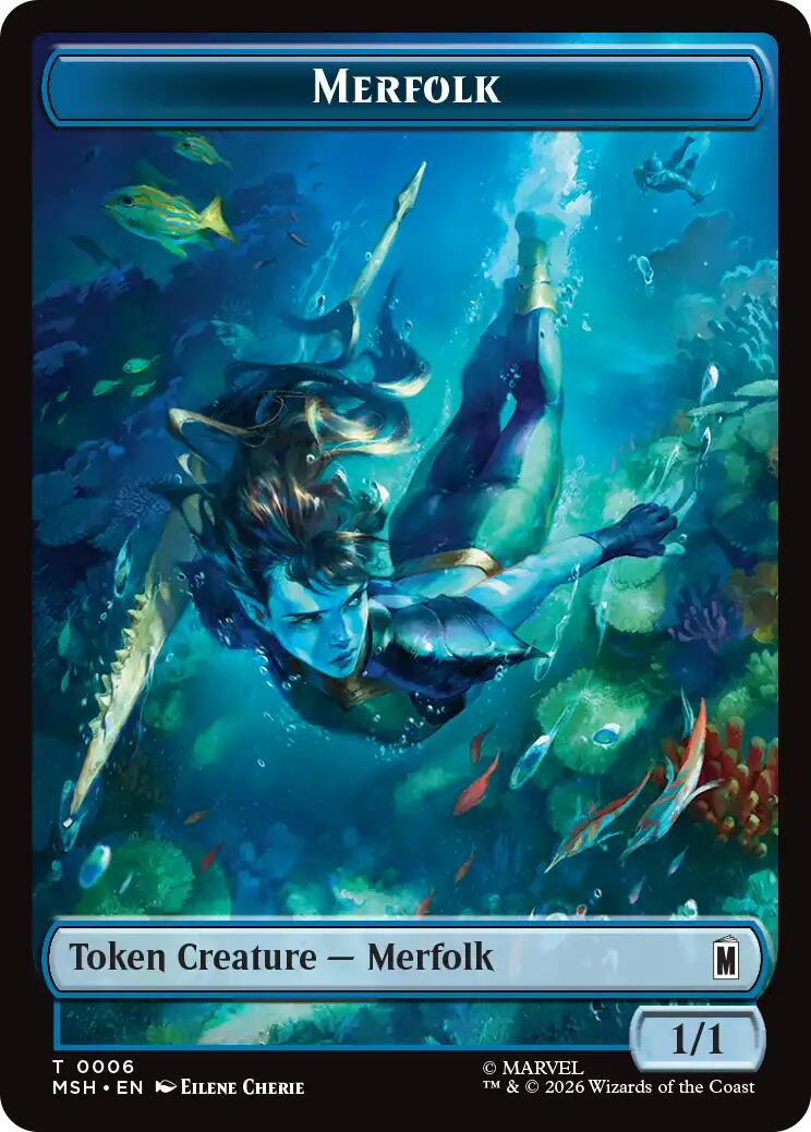 Merfolk // Doombot Double-Sided Token [Marvel Super Heroes Tokens] | Magic Magpie