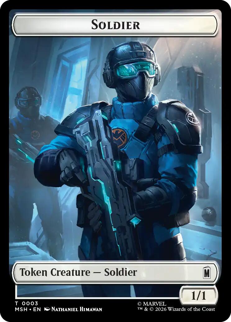 Soldier // Robot Villain Double-Sided Token [Marvel Super Heroes Tokens] | Magic Magpie