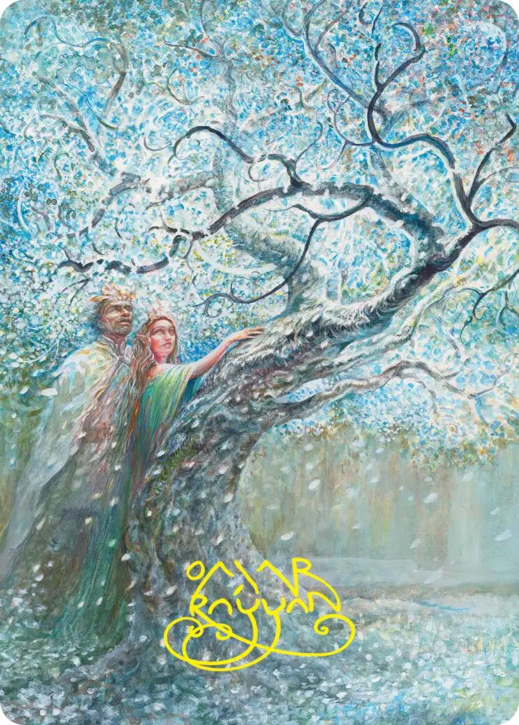 Flowering of the White Tree Art Card (Gold-Stamped Signature) [The Hobbit Art Series] | Magic Magpie