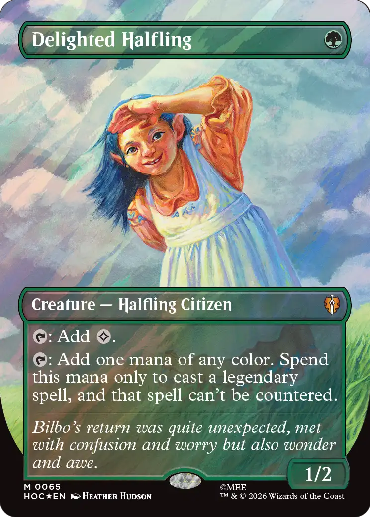 Delighted Halfling (Borderless) (Surge Foil) [The Hobbit] | Magic Magpie