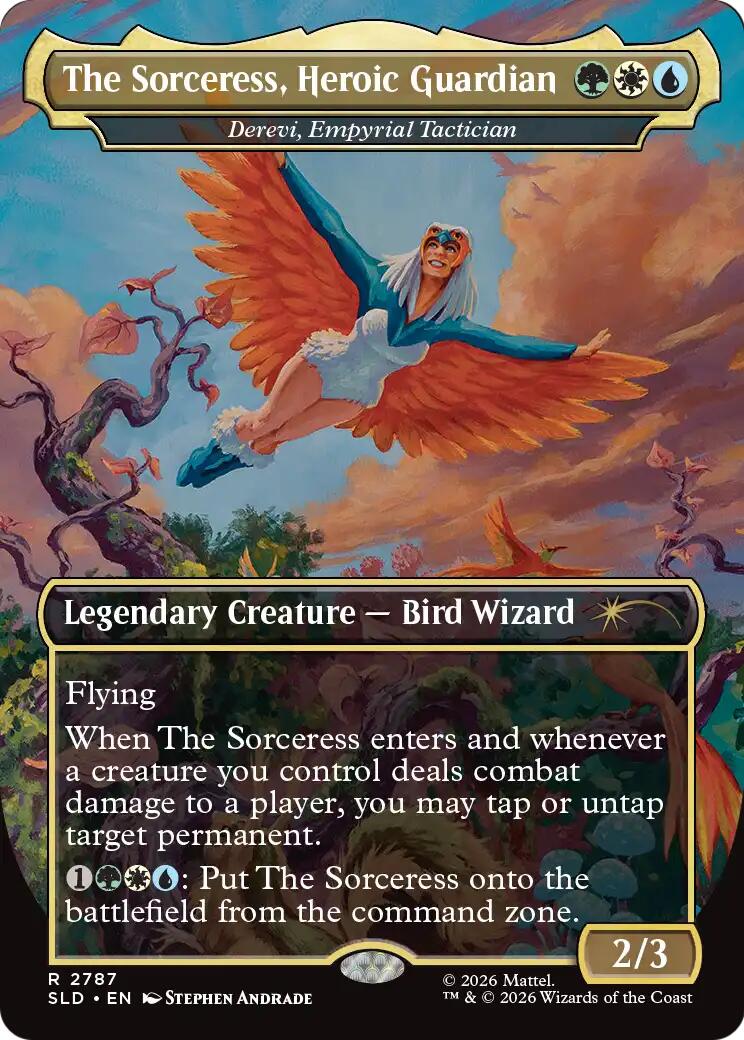 The Sorceress, Heroic Guardian - Derevi, Empyrial Tactician [Secret Lair Drop Series] | Magic Magpie