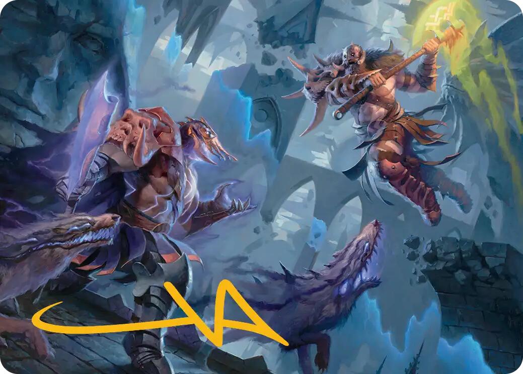 Garruk, Veiled Butcher // Garruk, Curse Breaker Art Card (Gold-Stamped Signature) [Reality Fracture Art Series] | Magic Magpie