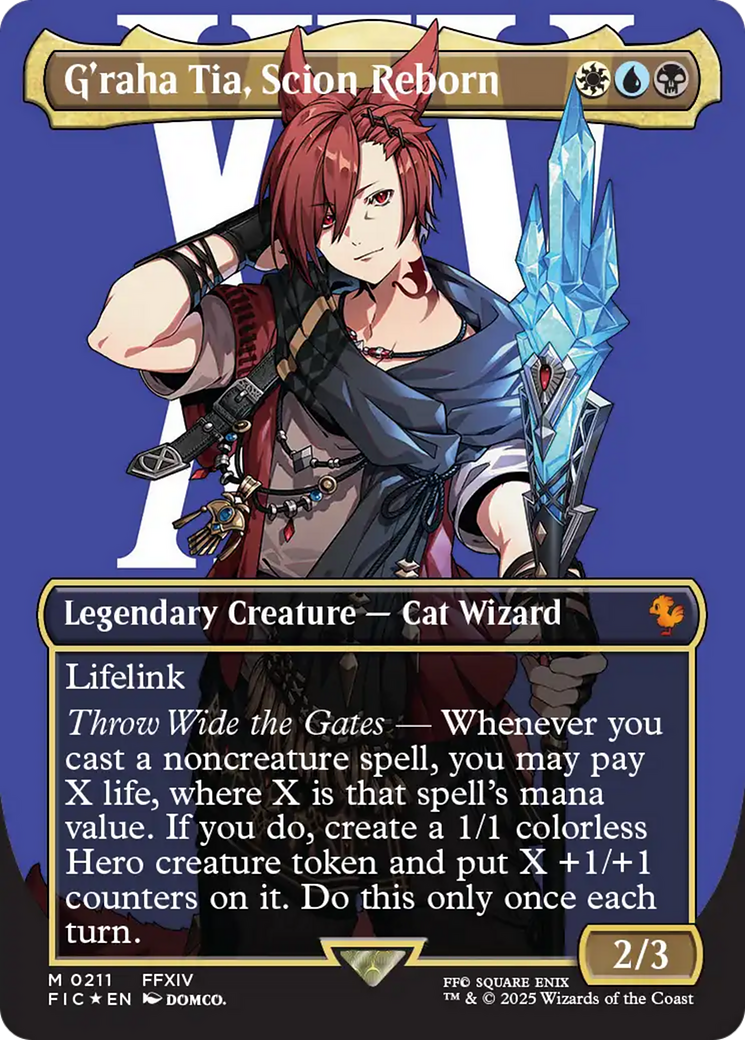 G'raha Tia, Scion Reborn (Borderless) (Surge Foil) [FINAL FANTASY Commander] | Magic Magpie