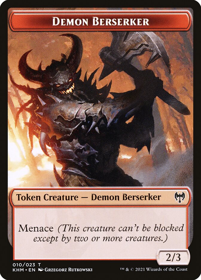 Dwarf Berserker // Demon Berserker Double-Sided Token [Kaldheim Tokens] | Magic Magpie