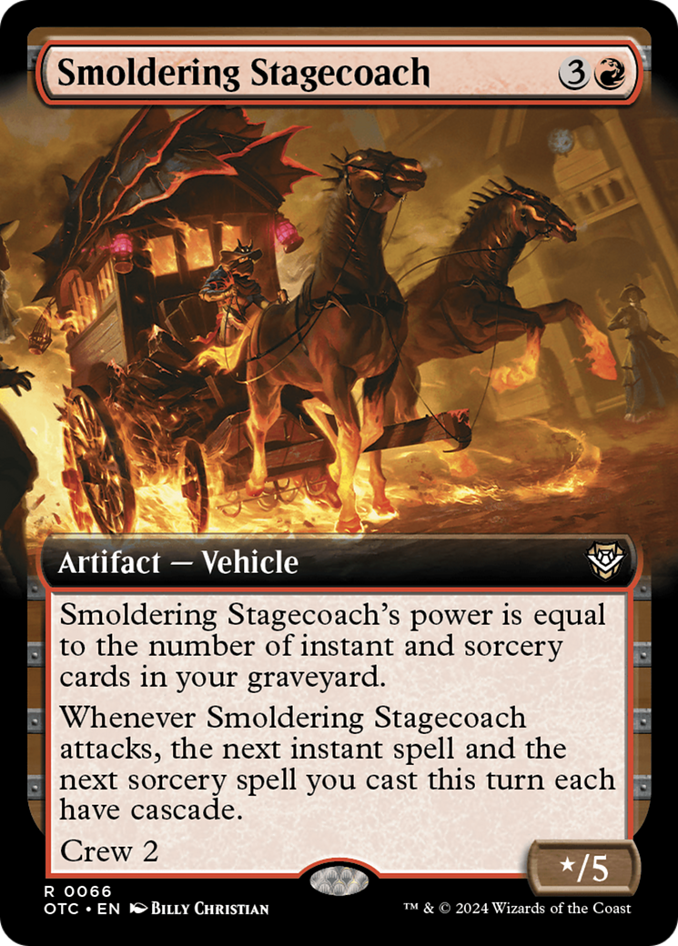Smoldering Stagecoach (Extended Art) [Outlaws of Thunder Junction Commander] | Magic Magpie