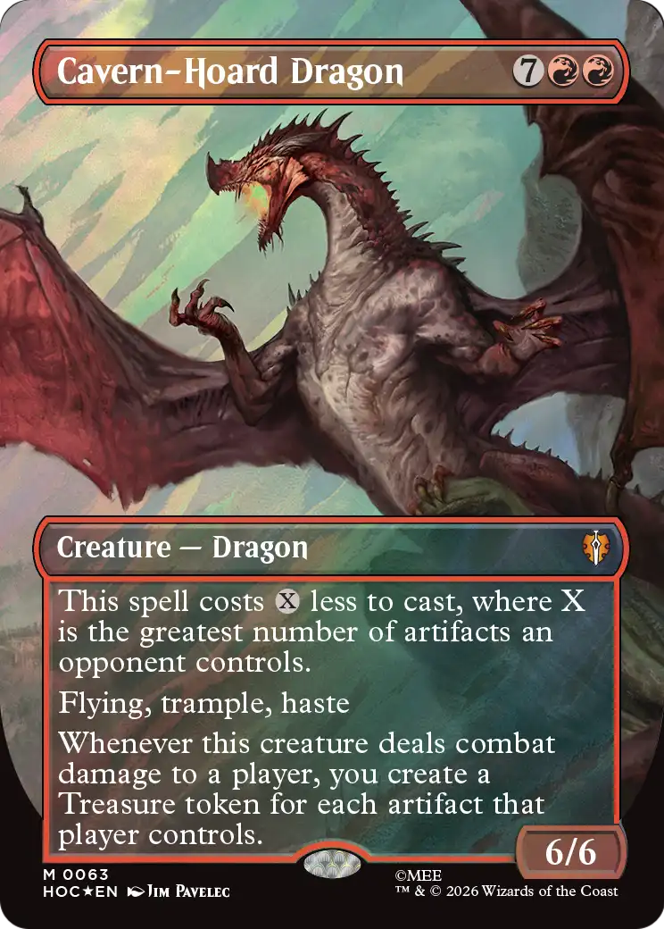 Cavern-Hoard Dragon (Borderless) (Surge Foil) [The Hobbit: Eternal-Legal] | Magic Magpie