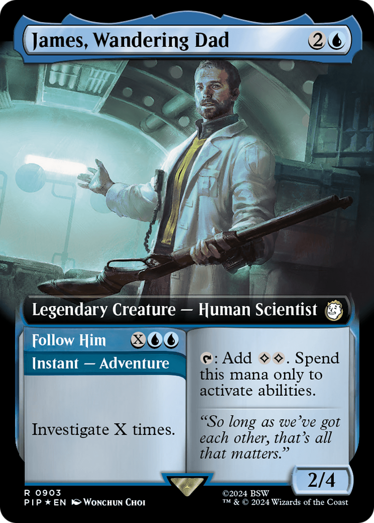 James, Wandering Dad // Follow Him (Extended Art) (Surge Foil) [Fallout] | Magic Magpie