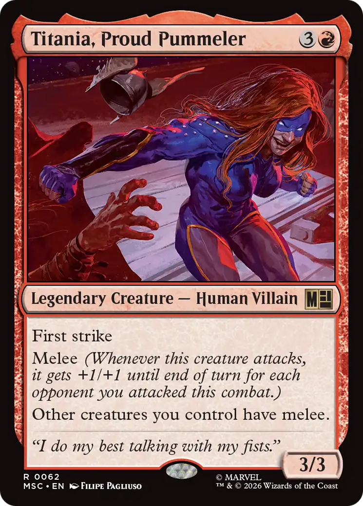 Titania, Proud Pummeler (Surge Foil) [Marvel Super Heroes Commander] | Magic Magpie