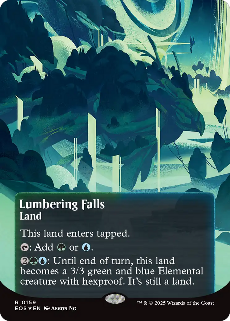 Lumbering Falls (0159) (Borderless) (Galaxy Foil) [Edge of Eternities: Stellar Sights] | Magic Magpie