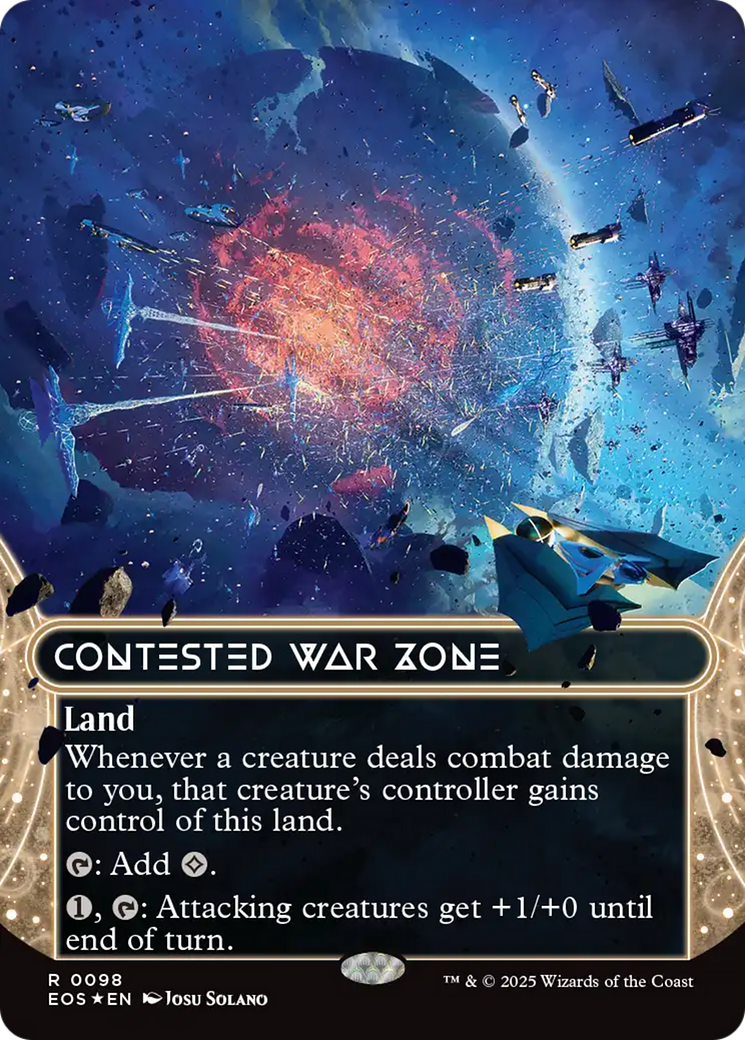 Contested War Zone (0098) (Borderless) (Galaxy Foil) [Edge of Eternities: Stellar Sights] | Magic Magpie