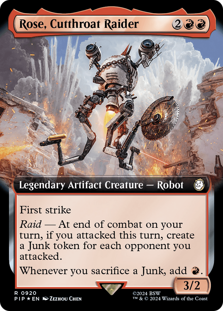 Rose, Cutthroat Raider (Extended Art) (Surge Foil) [Fallout] | Magic Magpie