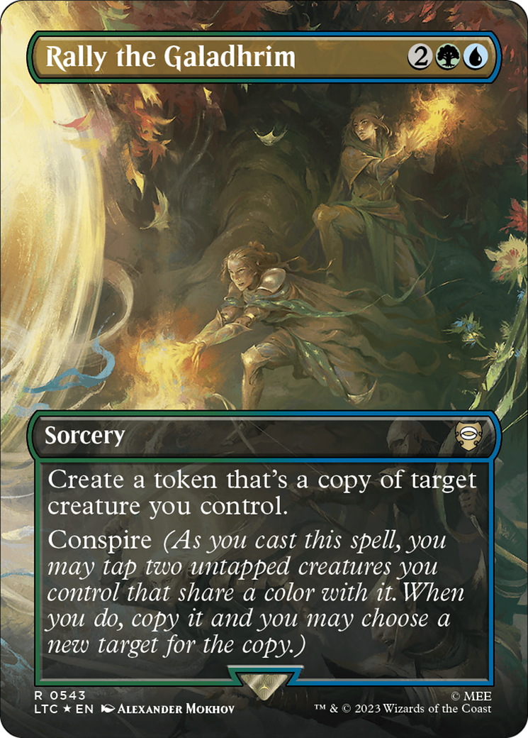 Rally the Galadhrim (Borderless) (Surge Foil) [The Lord of the Rings: Tales of Middle-Earth Commander] | Magic Magpie