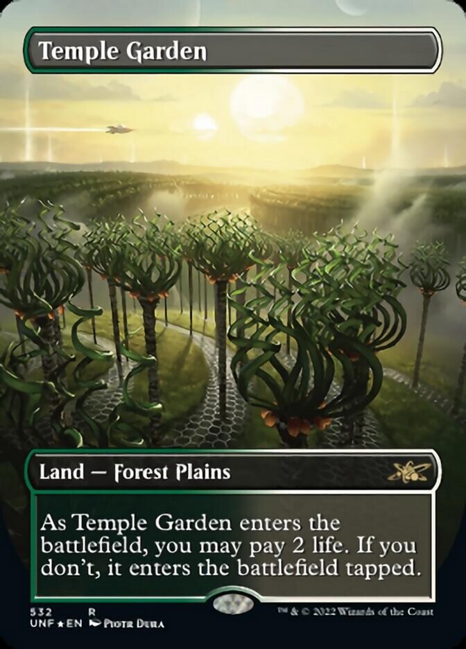 Temple Garden (Borderless) (Galaxy Foil) [Unfinity] | Magic Magpie