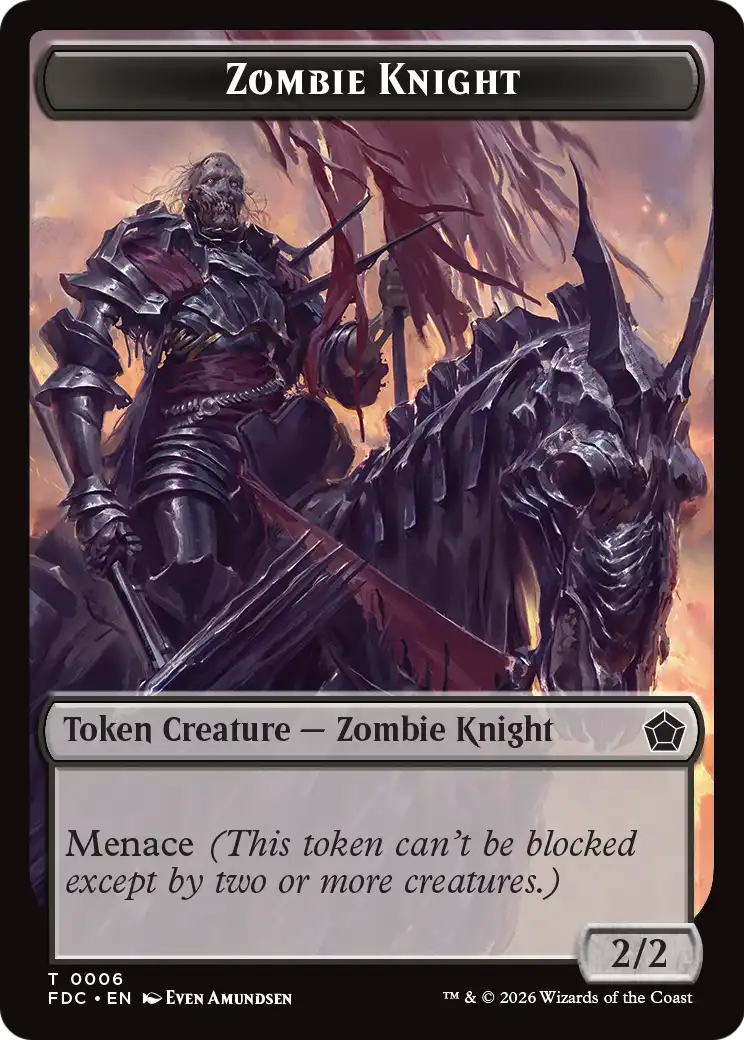 Zombie // Zombie Knight Double-Sided Token [Foundations Commander Tokens] | Magic Magpie