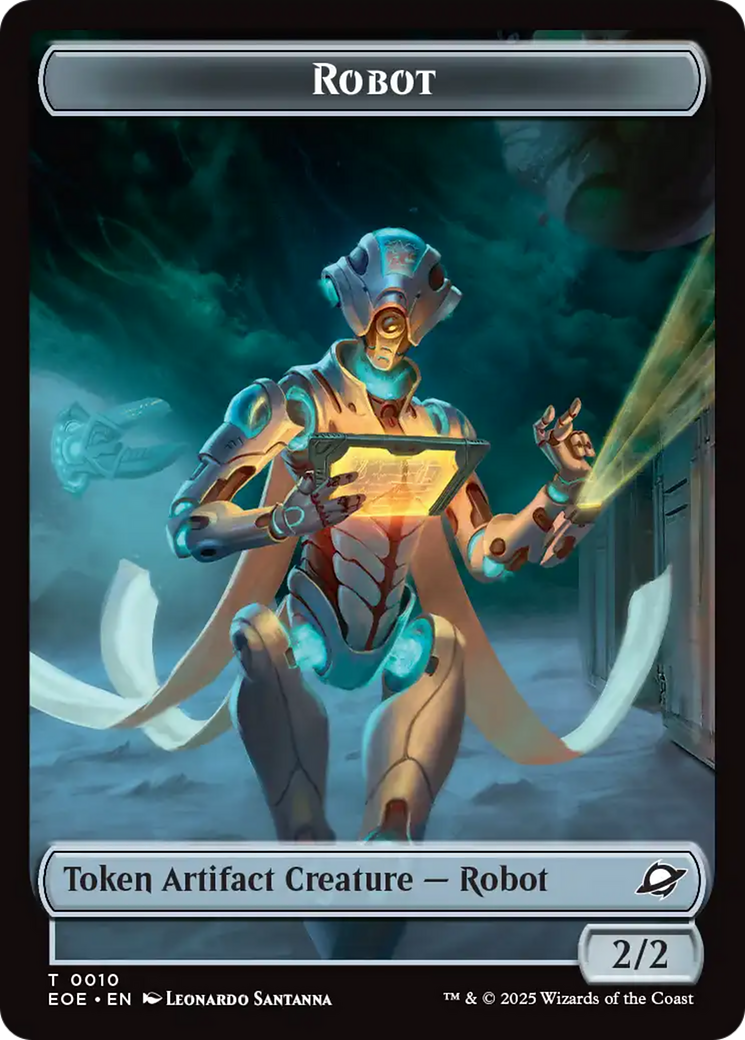 Robot // Emblem - Tezzeret, Cruel Captain Double-Sided Token [Edge of Eternities Tokens] | Magic Magpie
