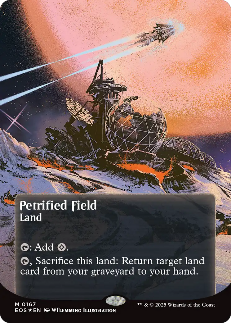 Petrified Field (0167) (Borderless) (Galaxy Foil) [Edge of Eternities: Stellar Sights] | Magic Magpie