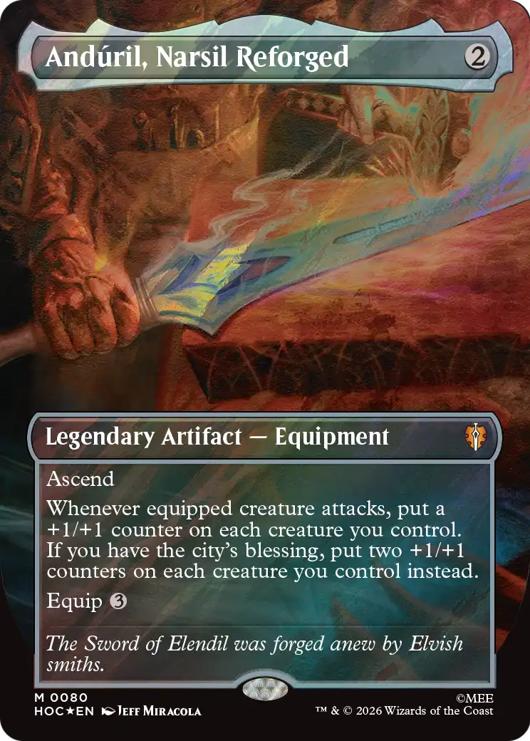 Anduril, Narsil Reforged (Borderless) (Surge Foil) [The Hobbit: Eternal-Legal] | Magic Magpie