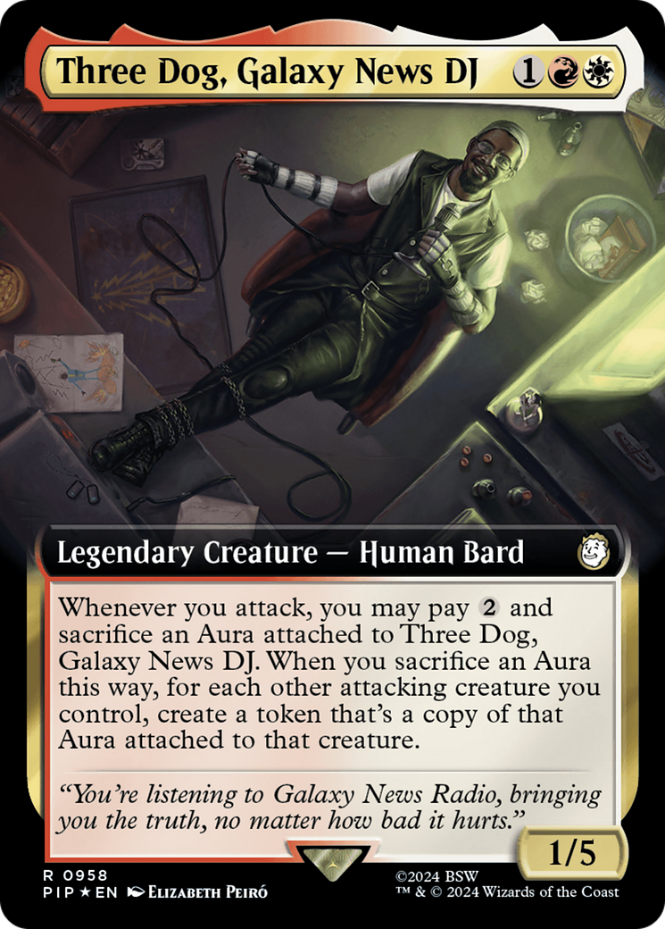 Three Dog, Galaxy News DJ (Extended Art) (Surge Foil) [Fallout] | Magic Magpie