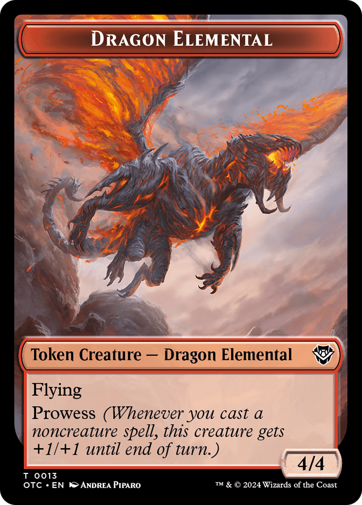 Dragon Elemental // Treasure Double-Sided Token [Outlaws of Thunder Junction Commander Tokens] | Magic Magpie