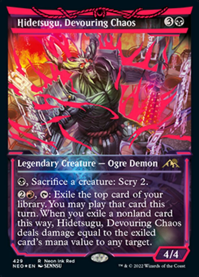 Hidetsugu, Devouring Chaos (Neon Ink Red) [Kamigawa: Neon Dynasty] | Magic Magpie