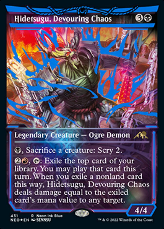 Hidetsugu, Devouring Chaos (Neon Ink Blue) [Kamigawa: Neon Dynasty] | Magic Magpie