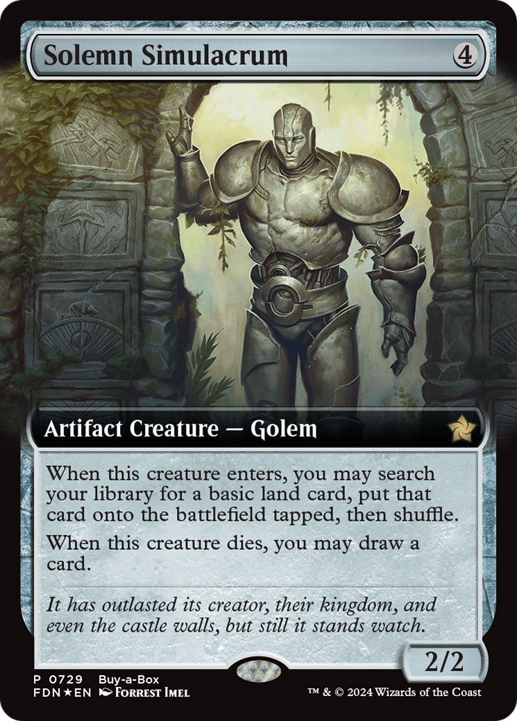 Solemn Simulacrum (Extended Art) (Buy-A-Box) [Foundations Promos] | Magic Magpie