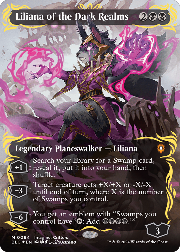 Liliana of the Dark Realms (Borderless) (Raised Foil) [Bloomburrow Commander] | Magic Magpie