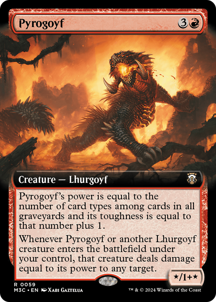 Pyrogoyf (Extended Art) (Ripple Foil) [Modern Horizons 3 Commander] | Magic Magpie